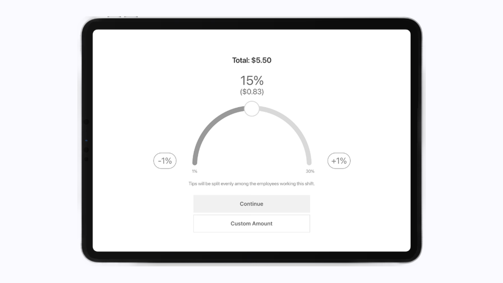 Blend POS — slider with ±1% buttons for fast, precise control (after).
