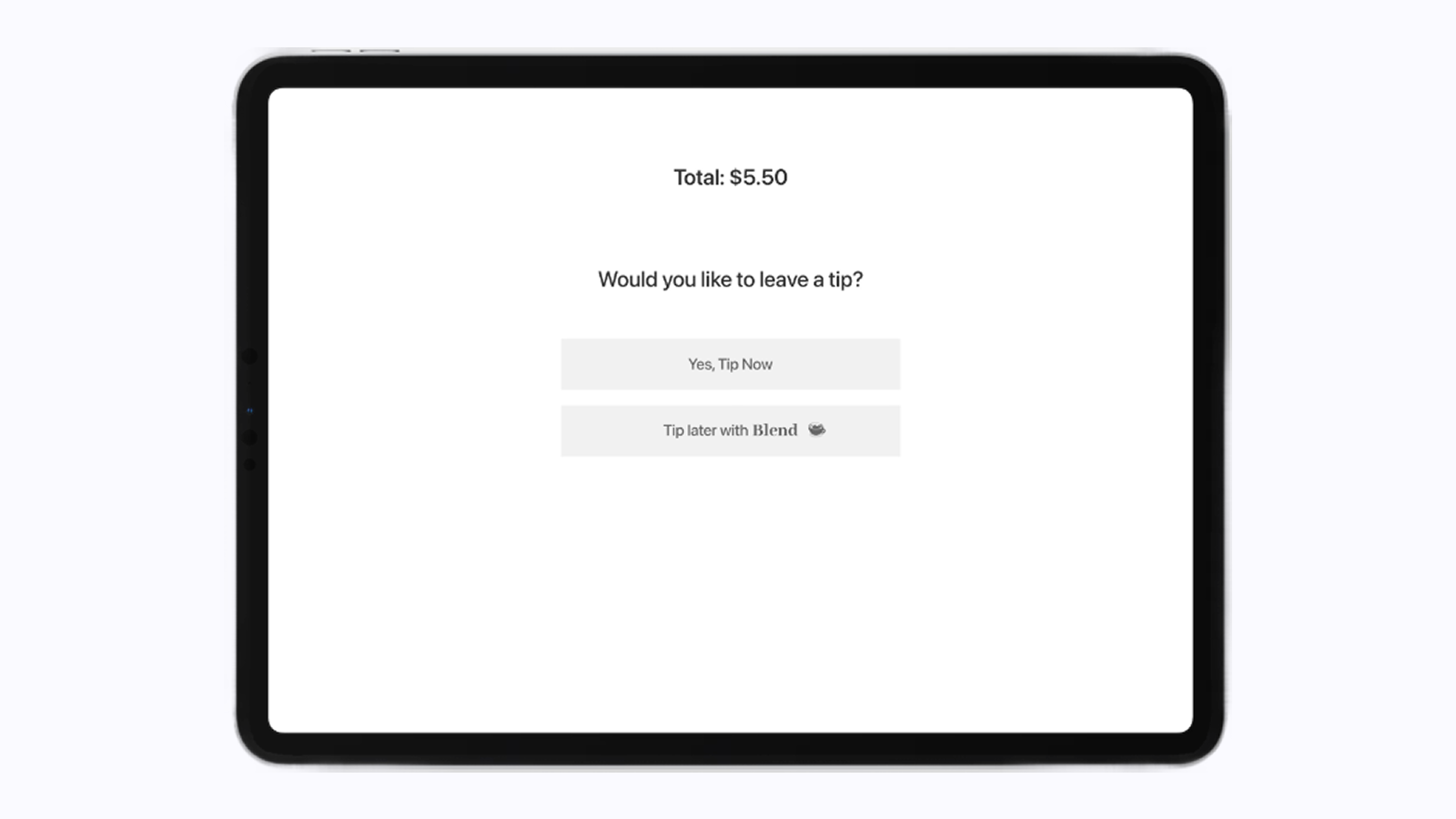 Blend POS — "Tip Later with Blend" separated and clearly labeled (after).